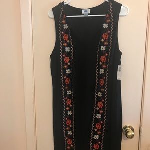 Old Navy black embroidered sundress. Knee length.